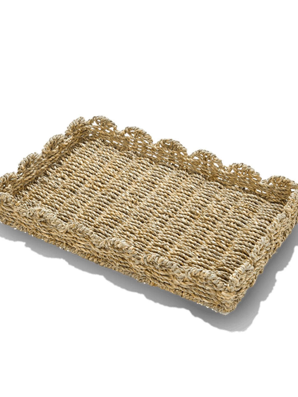 Savvy & Sorted Woven Scalloped Seagrass Wicker Serving Tray NWT